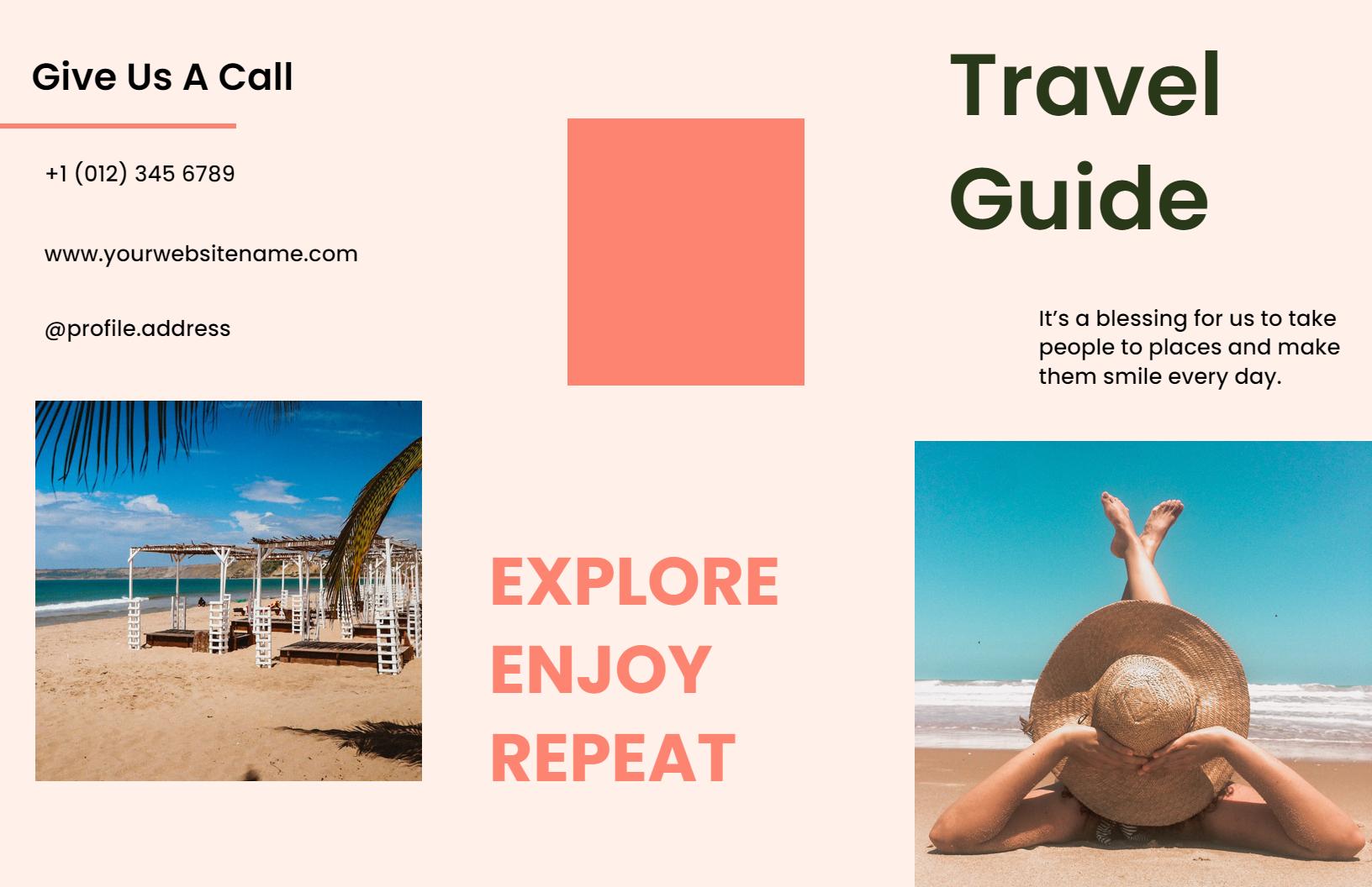 Resort Adventure Travel Guide with Scenic Beach Images Brochure Template