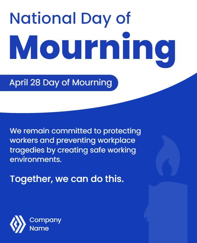 Respectful Blue National Day of Mourning Awareness Poster Template