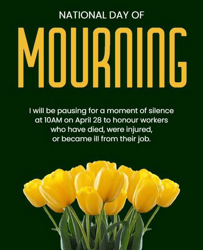 Respectful Green National Day of Mourning Poster Template