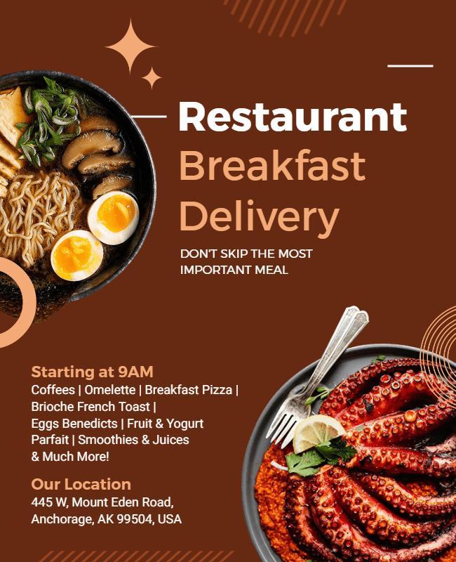 Restaurant Breakfast Delivery Promotion Flyer Template