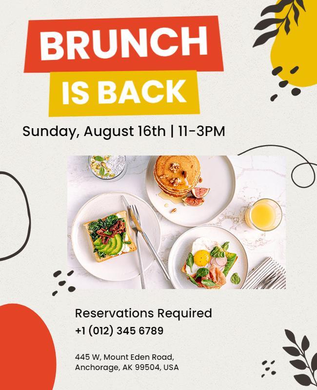 Restaurant Brunch Event Announcement Flyer Template