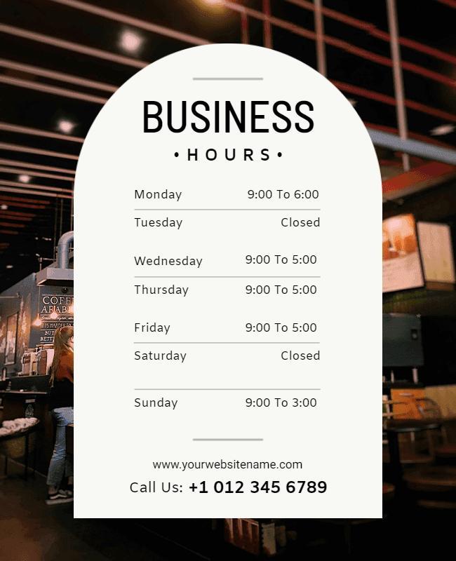 Restaurant Business Hours Information Flyer Template