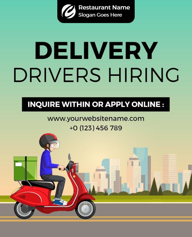 Restaurant Delivery Drivers Hiring Flyer Template