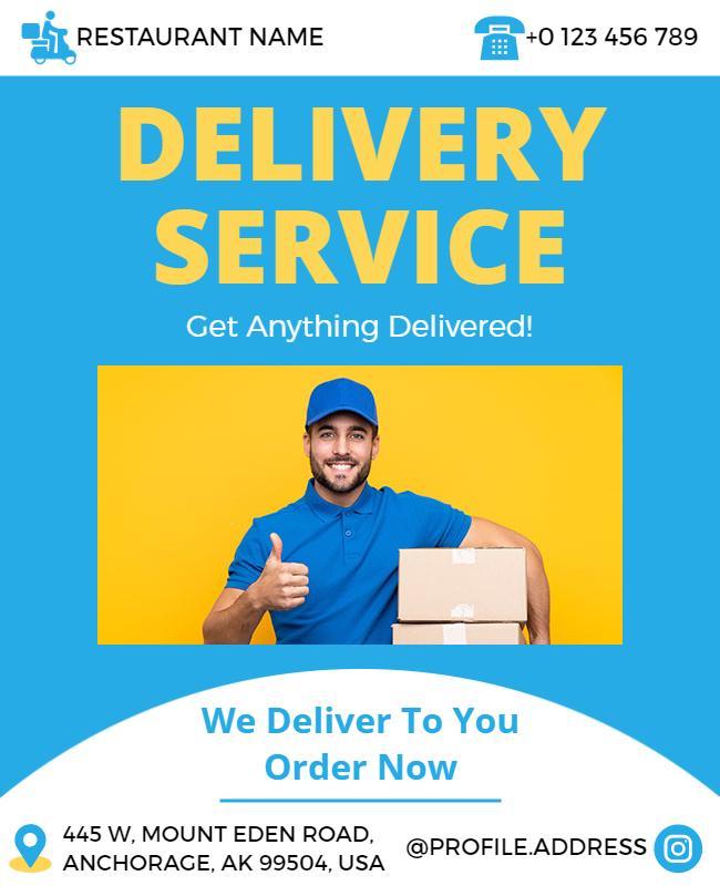 Restaurant Delivery Service Promotional Flyer Template