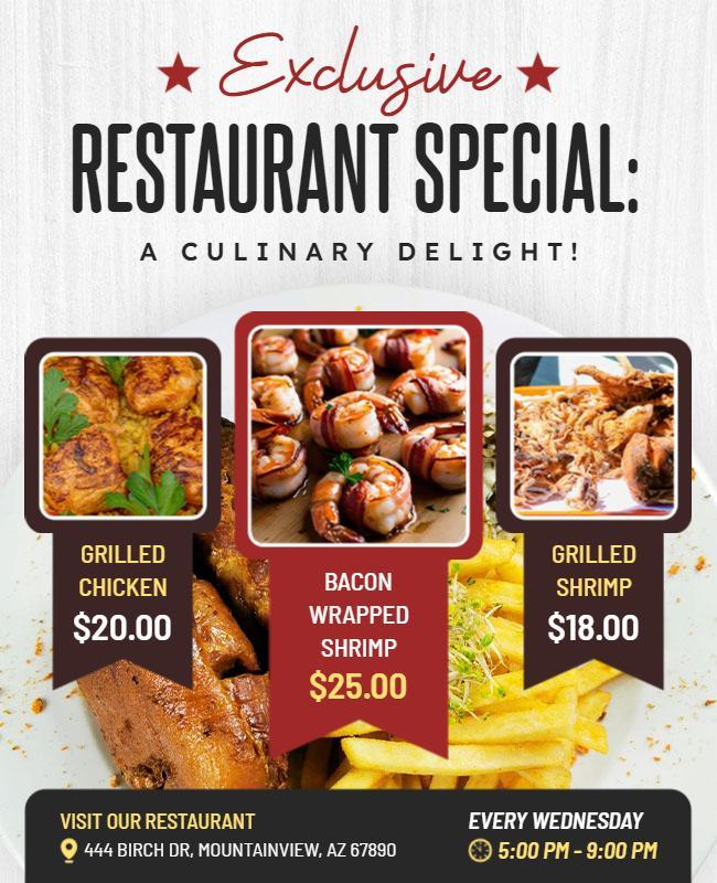 Restaurant Dinner Special Promotion Flyer Template