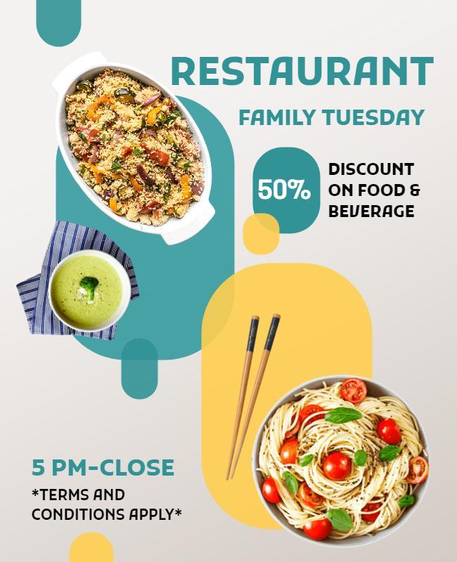 Restaurant Family Tuesday Discount Flyer Template