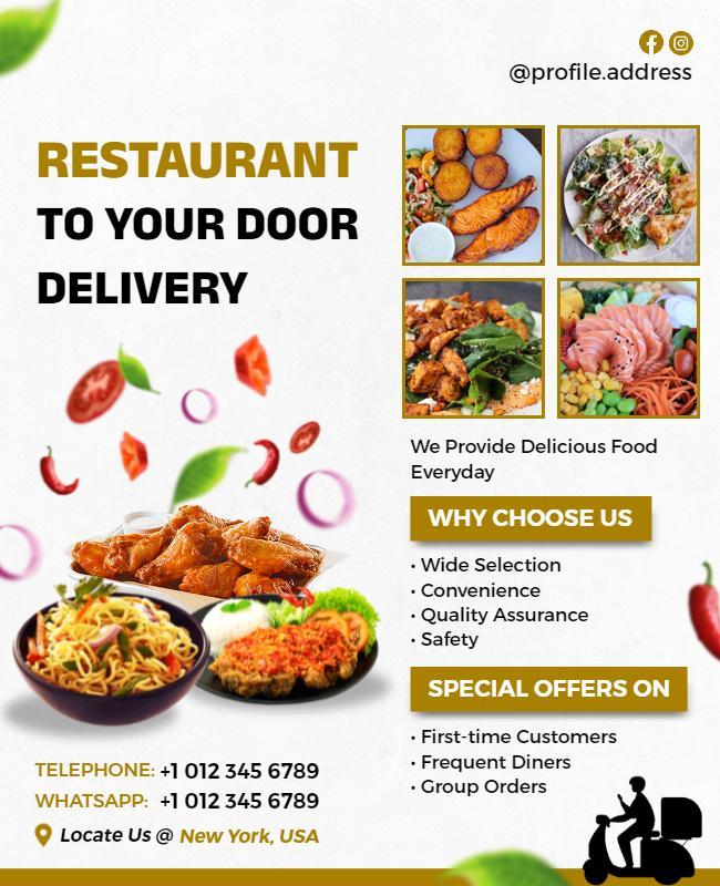 Restaurant Food Delivery Service Flyer Template