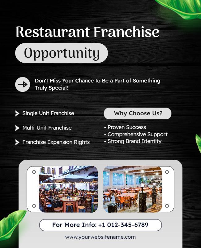 Restaurant Franchise Opportunity Informational Flyer Template