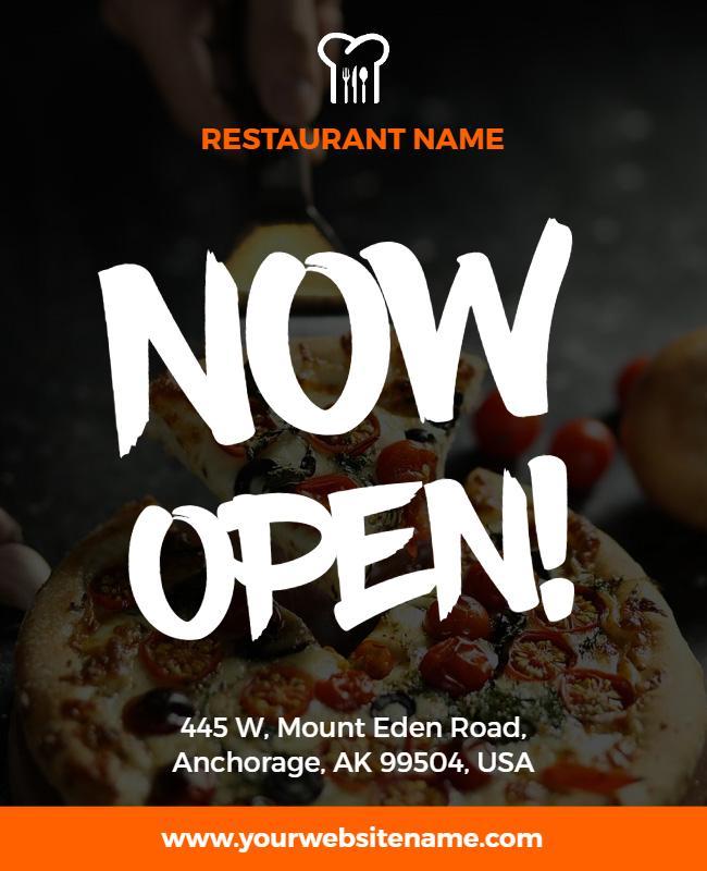 Bold Black and Orange Grand Opening Restaurant Flyer Template