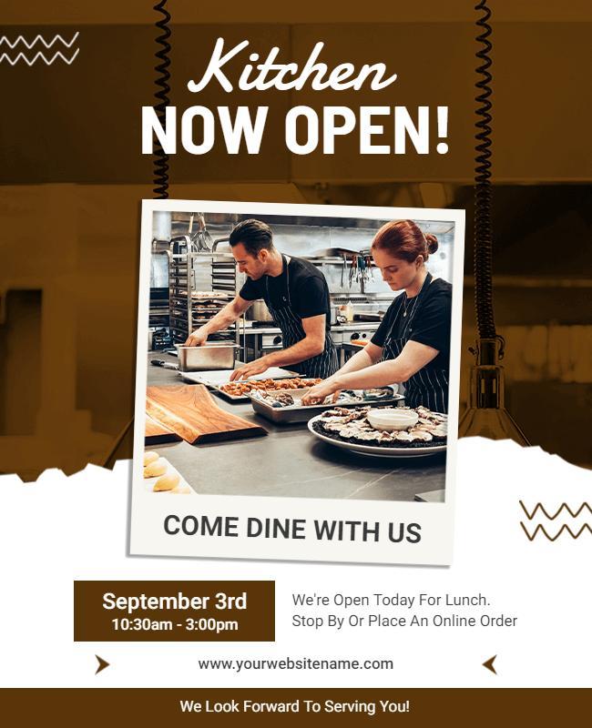 Modern Warm Kitchen Opening Lunch Invitation Flyer Template