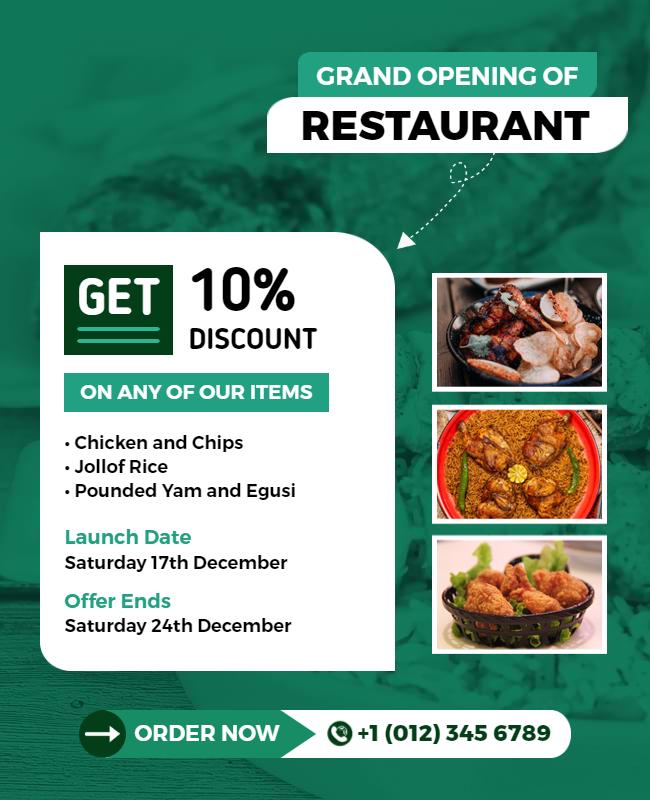 Restaurant Grand Opening Discount Flyer Template