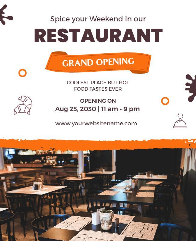 Vibrant Orange Grand Opening Restaurant Event Flyer Template