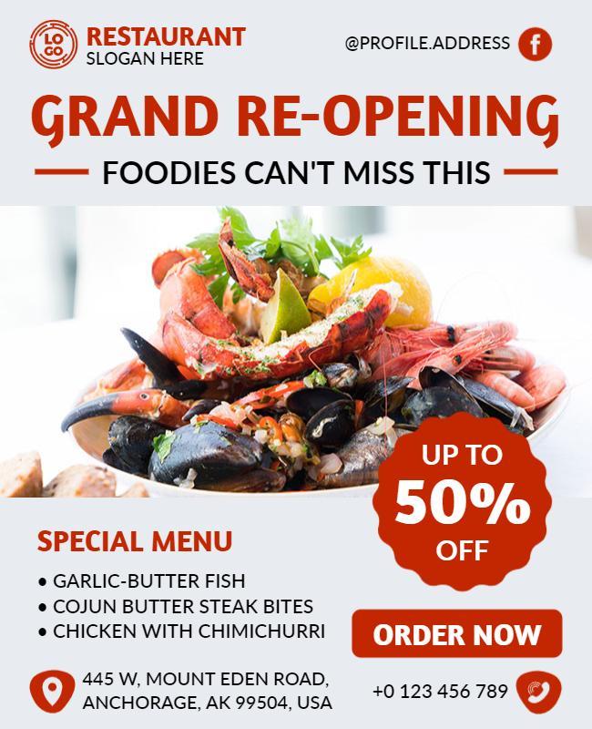 Restaurant Grand Re Opening Event Flyer Template