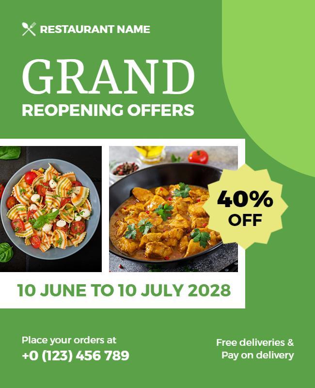 Restaurant Grand Reopening Offers Flyer Template