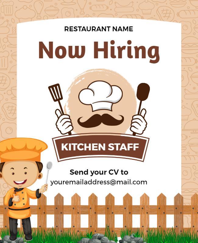 Restaurant Kitchen Staff Hiring Flyer Template