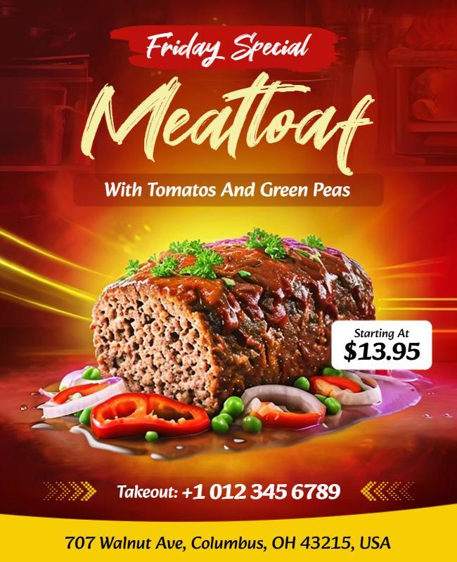 Restaurant Meatloaf Special Promotion Flyer Template