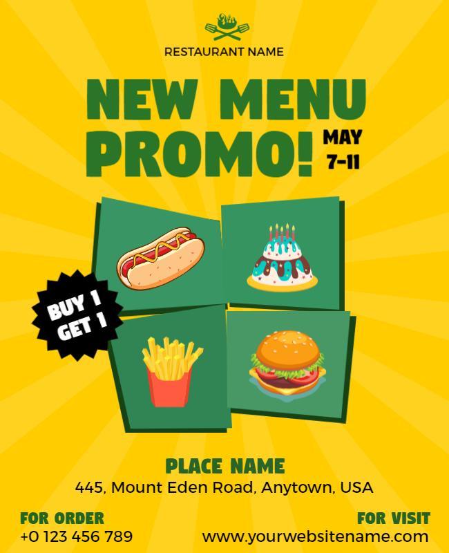 Restaurant New Menu Promotion Flyer Template