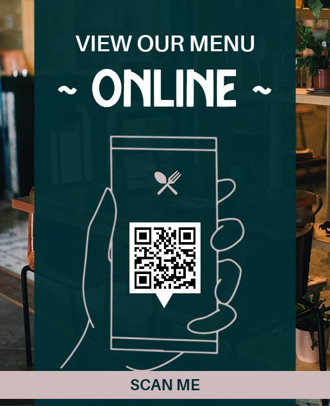 Modern Green Digital Menu QR Code Restaurant Flyer Template