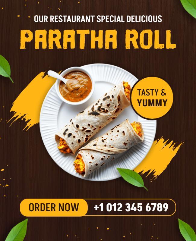 Restaurant Paratha Roll Promotion Flyers Template