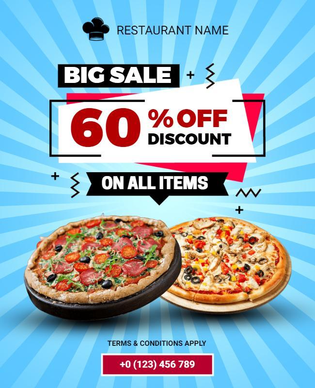 Restaurant Pizza Discount Promotion Flyer Template