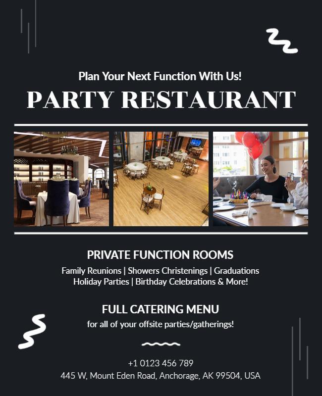 Restaurant Private Function Rooms Flyer Template