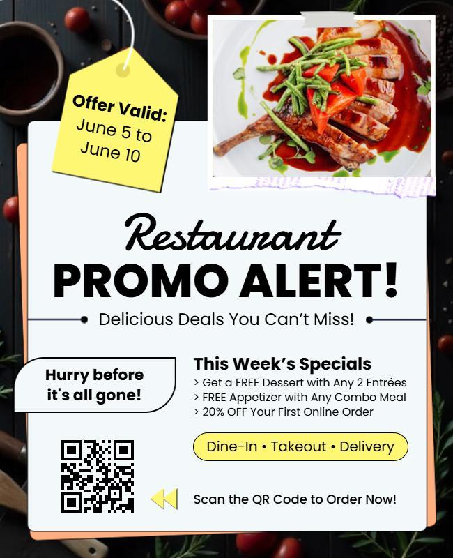 Restaurant Promotional Offers Flyer Template