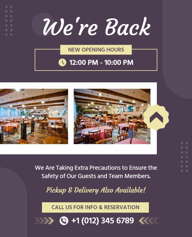 Restaurant Reopening Announcement Flyer Template