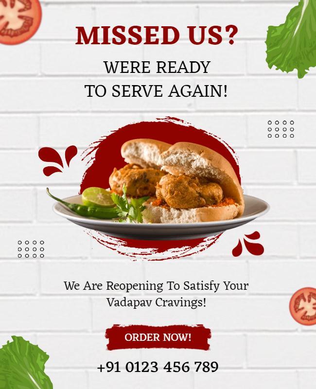 Restaurant Reopening Vadapav Special Flyer Template