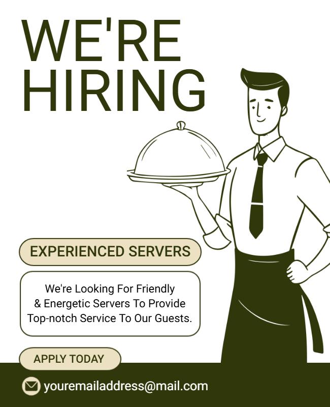 Restaurant Servers Hiring Recruitment Flyer Template
