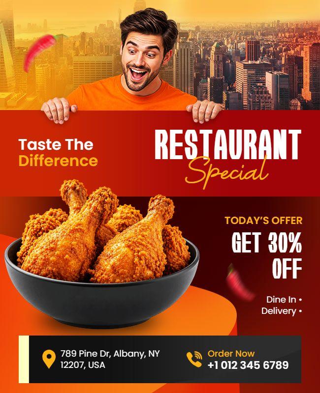Restaurant Special Deal Promotional Flyer Template