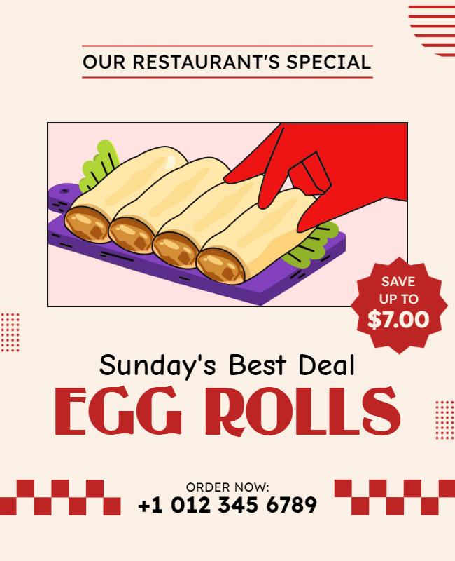 Restaurant Special Egg Rolls Deal Flyer Template