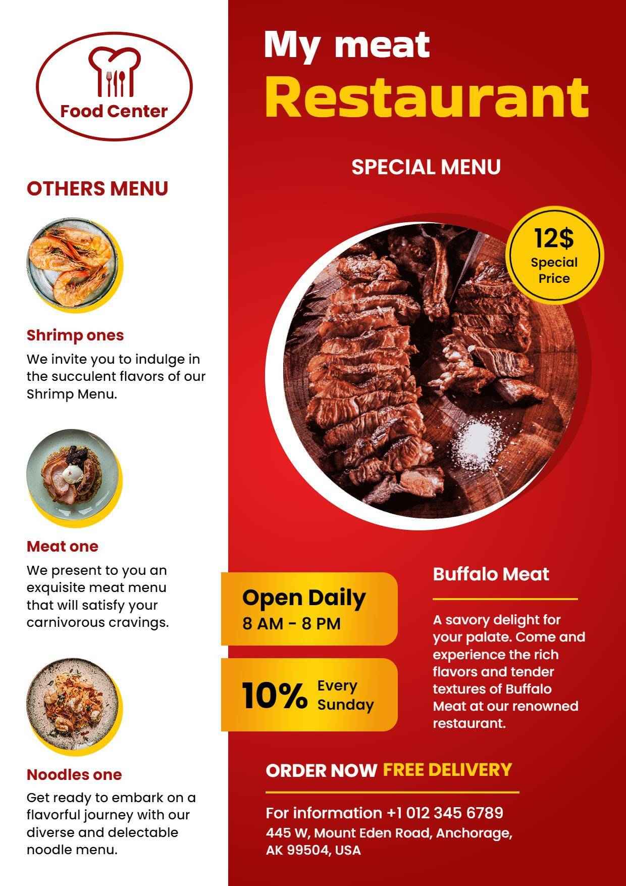 Restaurant Special Menu Promotion A4 Flyer Template