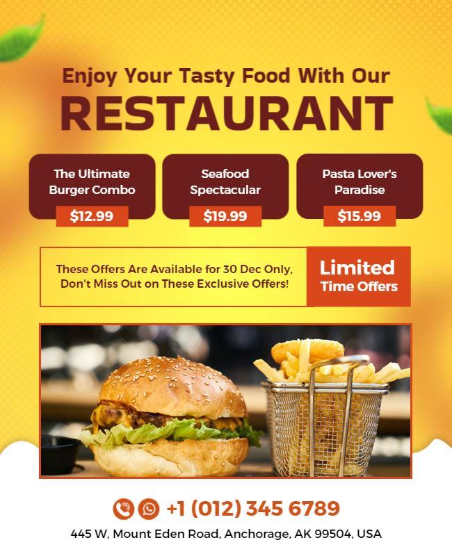 Restaurant Special Offers Promotion Flyer Template