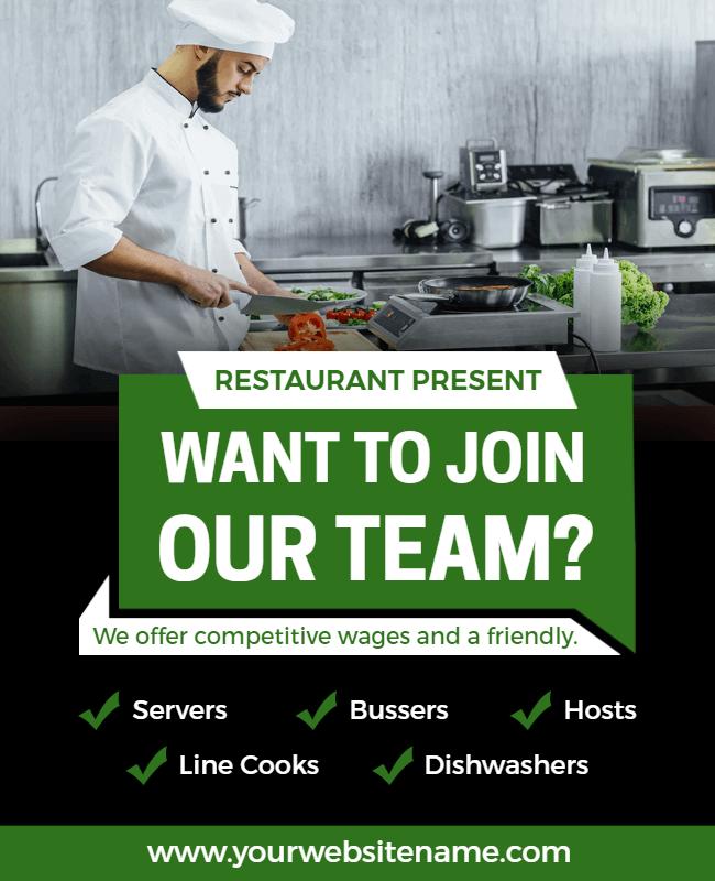 Restaurant Staff Recruitment Opportunity Flyer Template