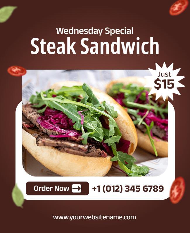 Restaurant Steak Sandwich Special Flyer Template