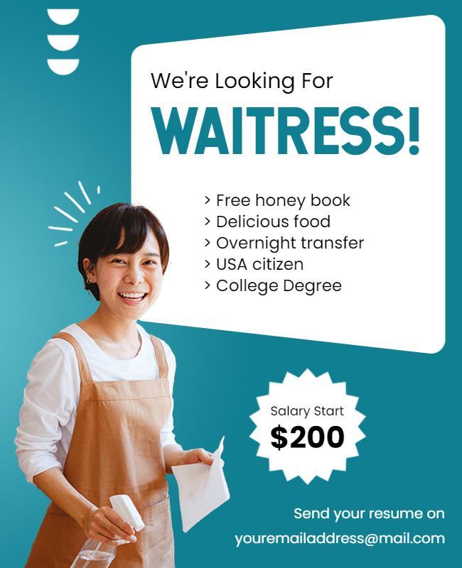 Restaurant Waitress Job Vacancy Flyer Template