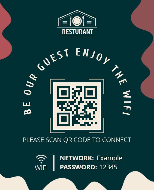 Restaurant Wifi Access QR Code Flyer Template