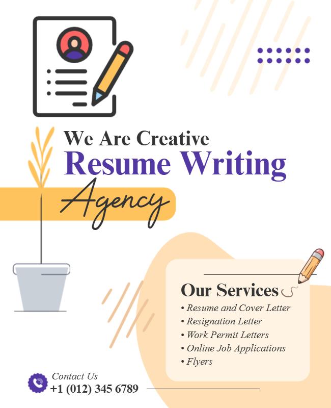 Creative Professional Resume Writing Agency Flyer Template