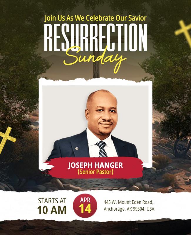 Elegant Green Resurrection Sunday Church Celebration Flyer Template