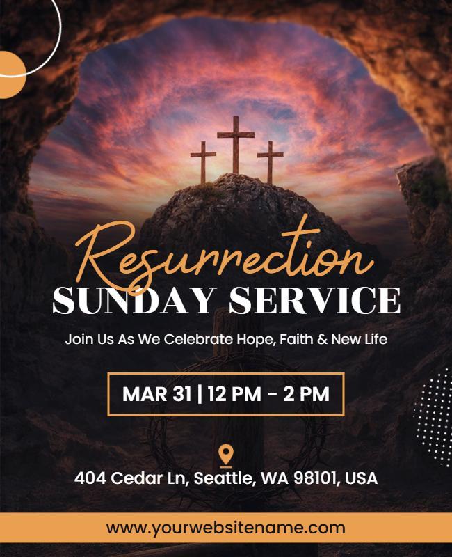 Resurrection Sunday Church Service Poster Template