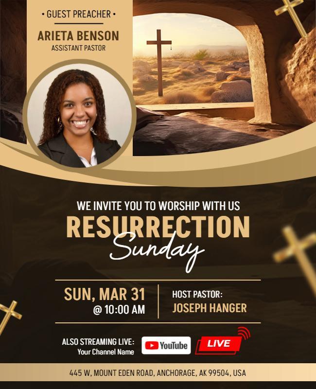 Spiritual Easter Resurrection Sunday Church Event Flyer Template