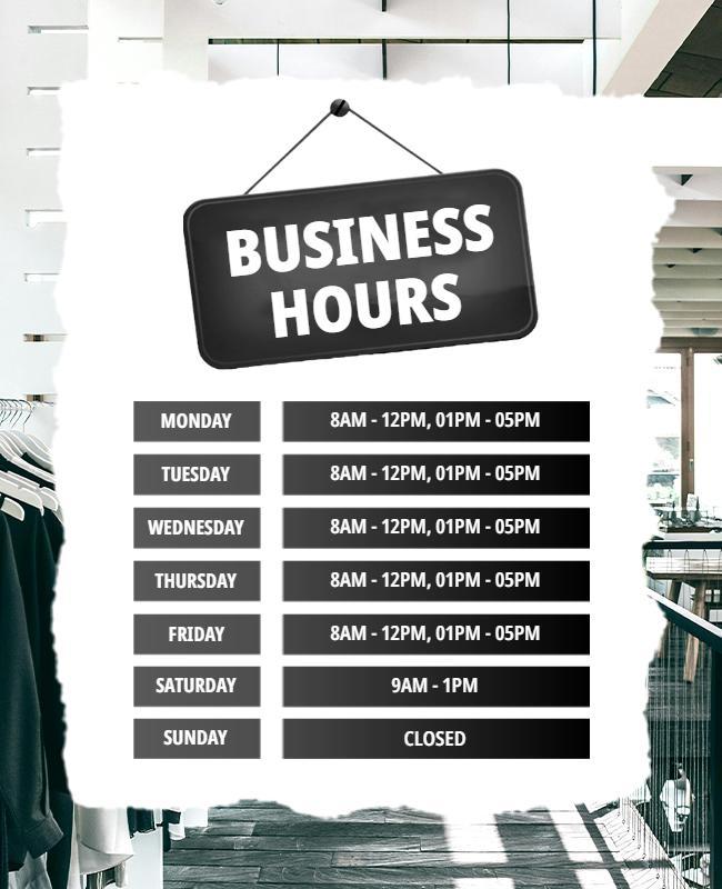 Retail Store Business Hours Flyer Template