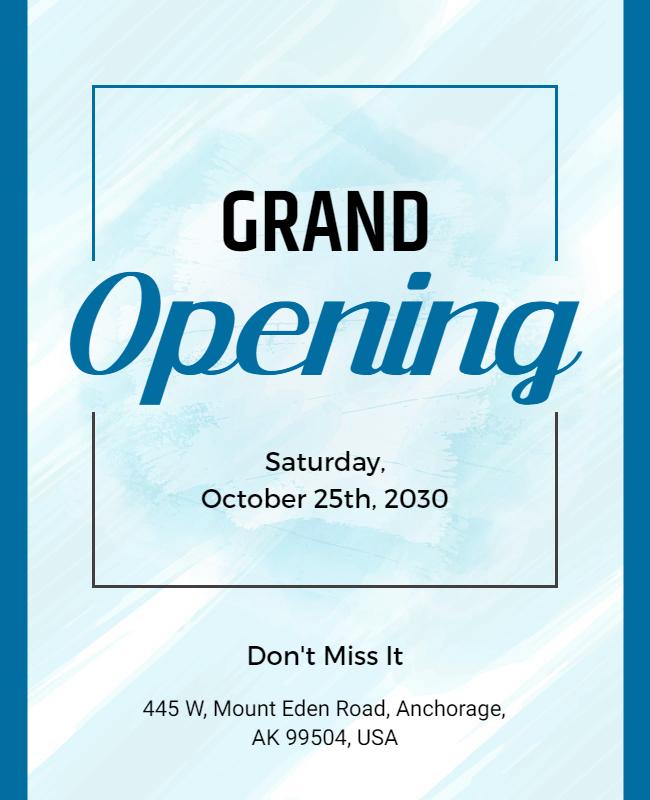 Modern Blue Grand Opening Invitation Flyer Template