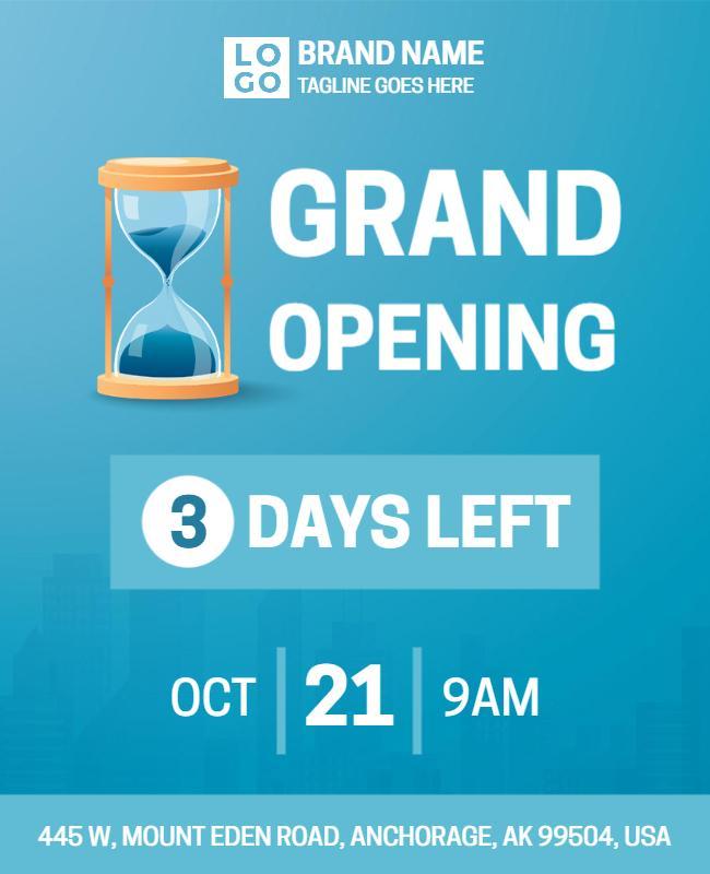 Modern Blue Grand Opening Countdown Flyer Template