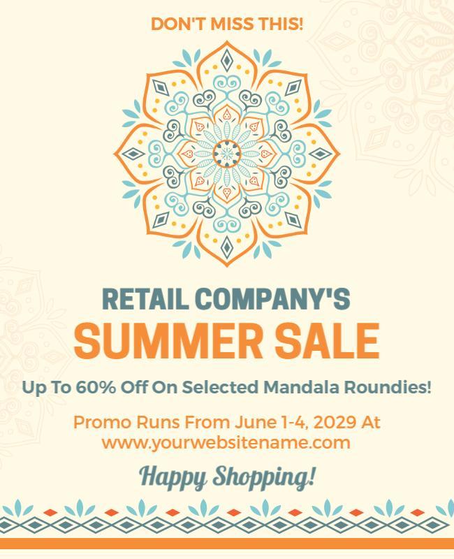 Retail Summer Sale with Mandala Theme Flyer Template