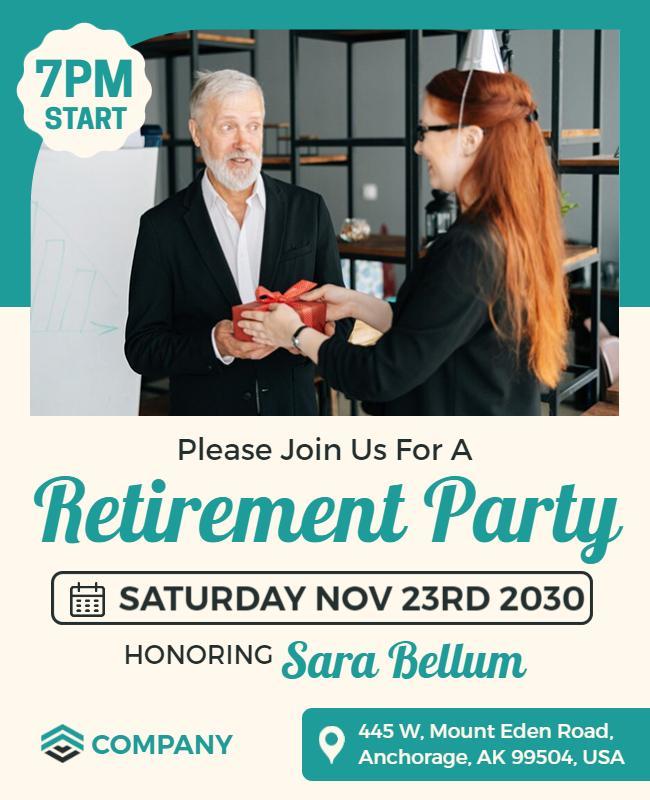 Retirement Celebration Event Invitation Flyer Template