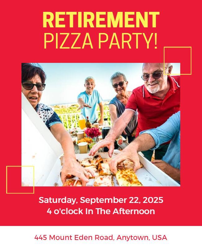 Retirement Celebration Pizza Party Flyer Template