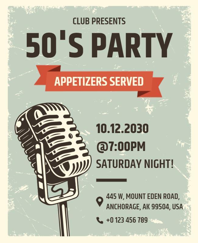 Retro 1950s Party Event Flyer Template