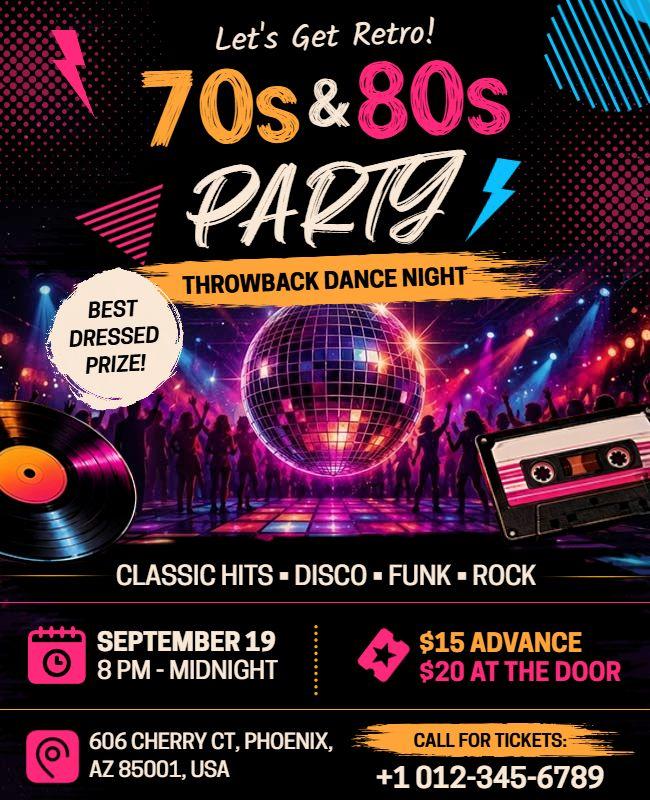 Retro 70s and 80s Party Flyer Template