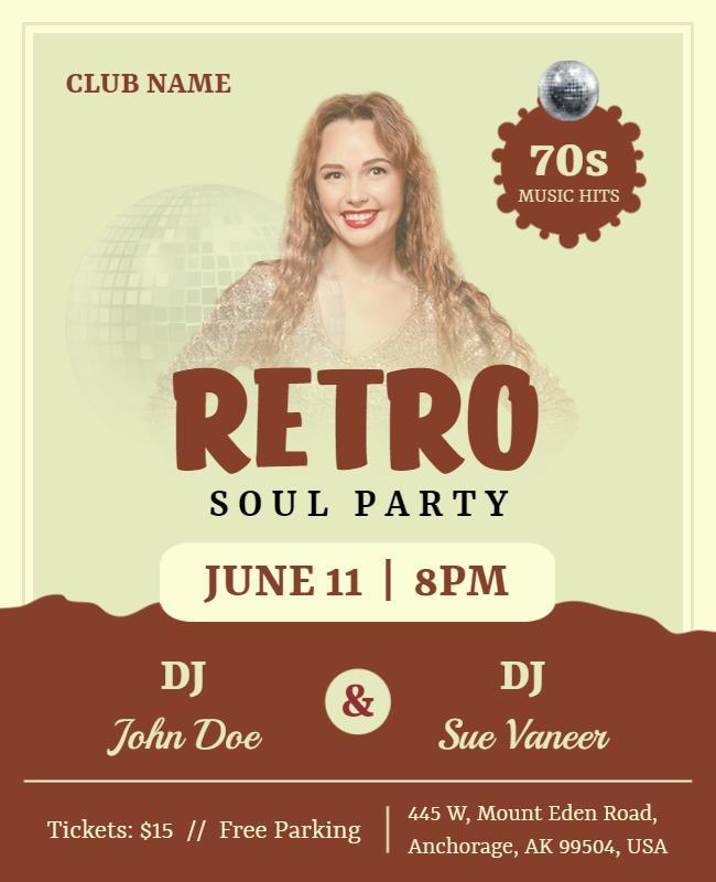 Retro 70s Soul Music Party Flyer Template